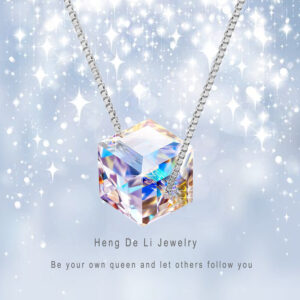 Sparkling Sugar Cube Gemstone Pendant Necklace