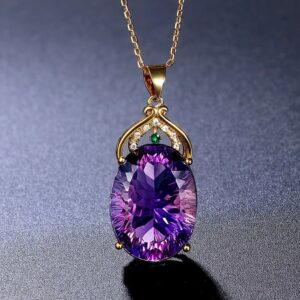 Exquisitely carved gemstone pendant & 18K gold necklace
